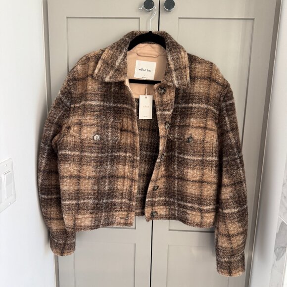 NEW Aritzia Boxy Autumn Wool Shirt Jacket - Brown Plaid - Size S - Picture 5 of 5
